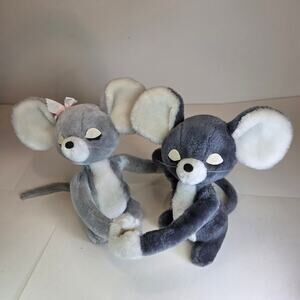 Vintage 1976 Dakin Eeny & Meeny Mouse Plush Pair Korea Hook Loop Hands #31-1760